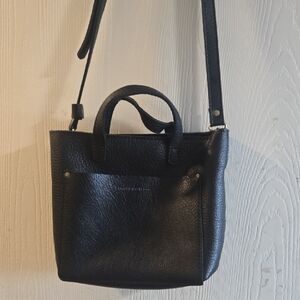 Portland Leather Black Leather Crossbody Tote Bag